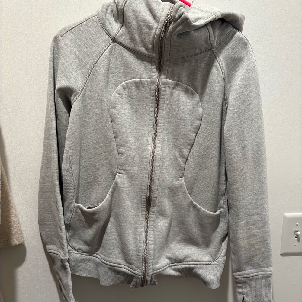 Gray flu Zip-Up scuba Hoodie